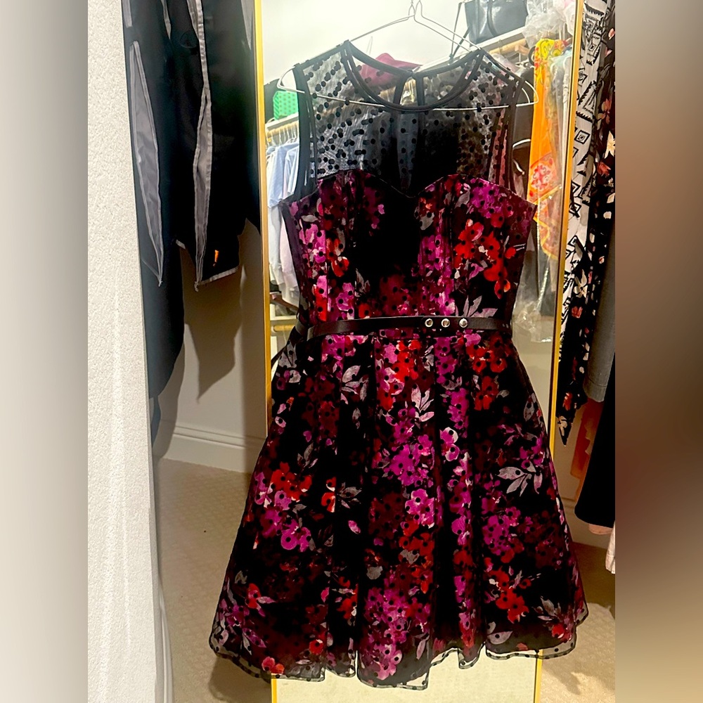 Madison Leigh Floral Sleeveless Dress with Belt